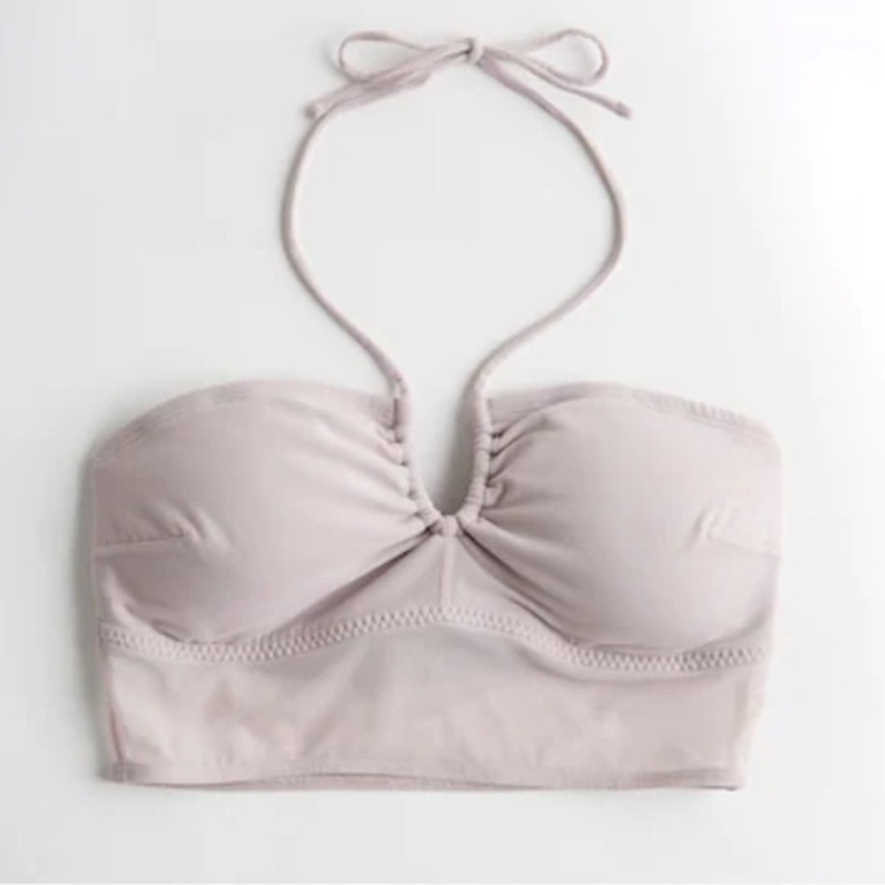 Hollister Light Pink Bandeau Bikini Top with Halter Tie